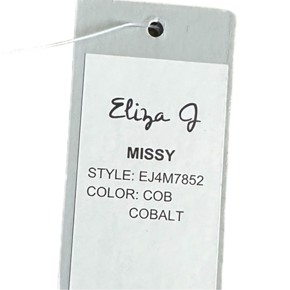 Eliza J Missy Fit & Flare Dress 14 NWT Cobalt Blue Brocade Open Back Cocktail - Picture 8 of 10